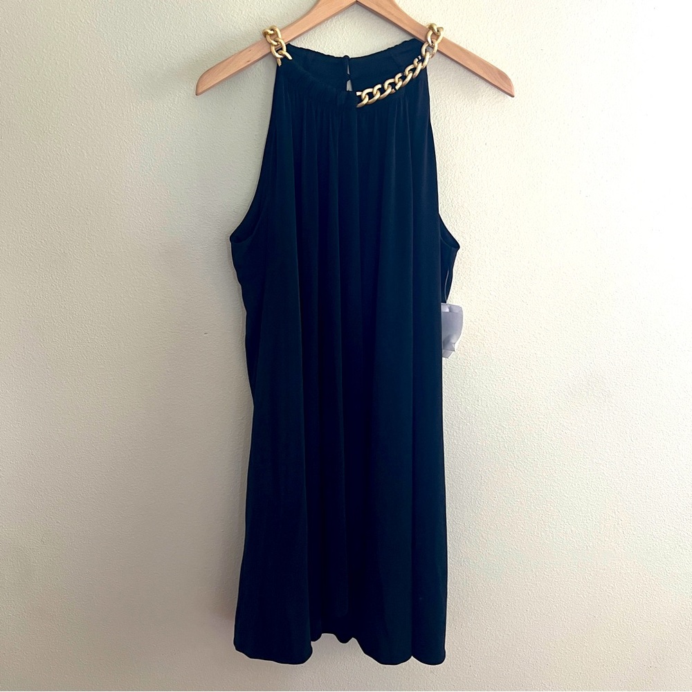 Jessica Simpson Black Dress w/ Gold Chain Neckline, Size 14, NWT